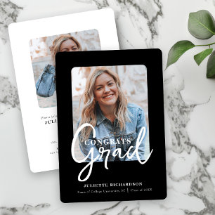 Invitation Fête de graduation du collège photo noir blanc mod