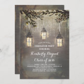 Invitation Fête de Graduation du Jardin de Lanternes rustique (Devant / Derrière)