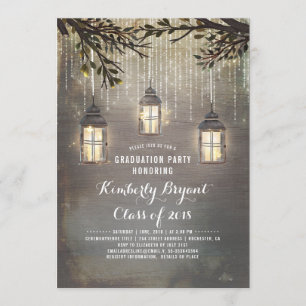 Invitation Fête de Graduation du Jardin de Lanternes rustique