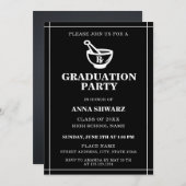 Invitation Fête de Graduation du Pharmacien Noir & Blanc mode (Devant / Derrière)