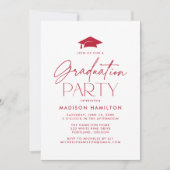 Invitation Fête de graduation du Red Script moderne (Devant)