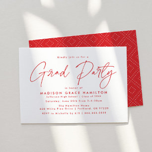 Invitation Fête de graduation du Red Script moderne