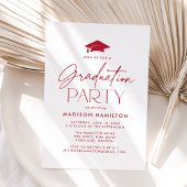 Invitation Fête de graduation du Red Script moderne