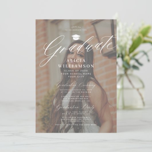 Invitation Fête de graduation du script de superposition phot (Debout devant)