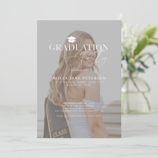 Invitation Fête de graduation du script de superposition phot (Debout devant)