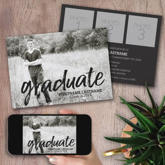 Invitation Fête de graduation du script photo intégral tendan