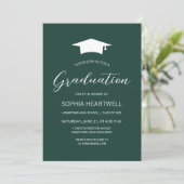Invitation Fête de graduation Emerald Green 2025 Casquette bl (Debout devant)