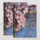 Invitation Fête de graduation en fleurs de cerisier rose (Devant / Derrière)