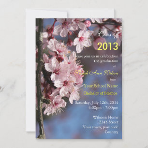 Invitation Fête de graduation en fleurs de cerisier rose