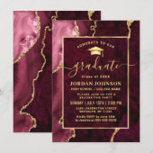 Invitation Fête de graduation en marbre doré de Bourgogne mod (Devant / Derrière)