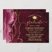 Invitation Fête de graduation en marbre doré de Bourgogne mod (Devant / Derrière)