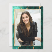 Invitation Fête de graduation en marbre vert émérite d'or mod (Dos)