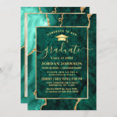 Invitation Fête de graduation en marbre vert émérite d'or mod (Devant / Derrière)
