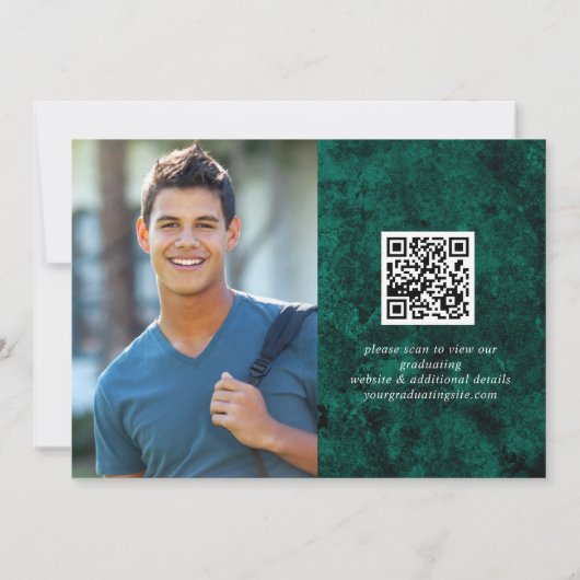 Invitation Fête de graduation en marbre vert émérite d'or mod (Dos)