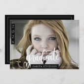 Invitation Fête de graduation en noir et blanc minimum (Devant / Derrière)