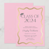 Invitation Fête de graduation en or rose clair (Devant / Derrière)