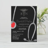 Invitation Fête de graduation en soins infirmiers blancs en a (Debout devant)