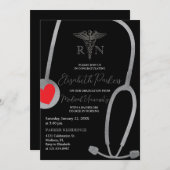 Invitation Fête de graduation en soins infirmiers blancs en a (Devant / Derrière)