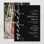 Invitation Fête de graduation en typographie noire (Devant / Derrière)