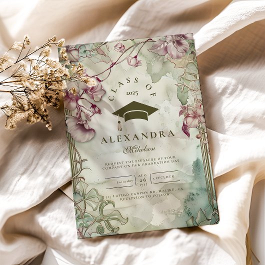 Invitation Fête de graduation Fleur sauvage colorée