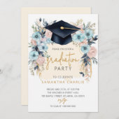 Invitation Fête de graduation florale (Devant / Derrière)