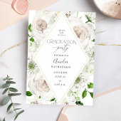 Invitation Fête de graduation Florale Blanche