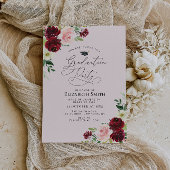 Invitation fête de graduation florale bordeaux