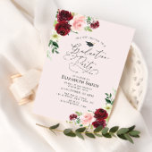 Invitation fête de graduation florale bordeaux
