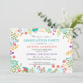 Invitation Fête de graduation Florale Chic Moderne (Debout devant)
