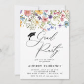 Invitation Fête de graduation Florale Fleur sauvage moderne (Devant)
