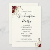 Invitation Fête de graduation florale minimale moderne (Devant / Derrière)