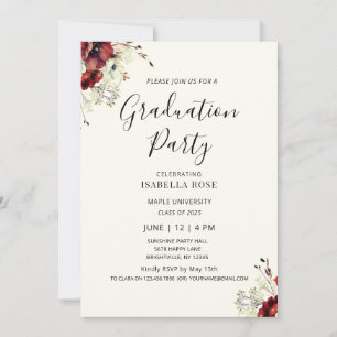 Invitation Fête de graduation florale minimale moderne