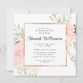 Invitation Fête de graduation Florale Rose Rose (Devant)