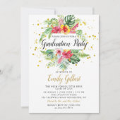 Invitation Fête de Graduation Florale Tropicale Moderne (Devant)