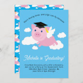 Invitation Fête de graduation Flying Pigs (Devant / Derrière)