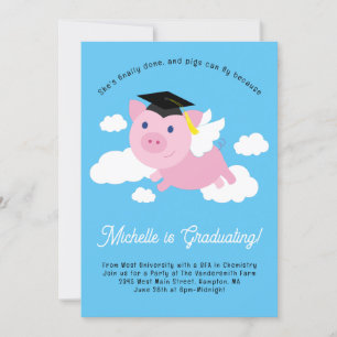 Invitation Fête de graduation Flying Pigs