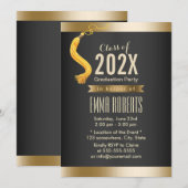 Invitation Fête de graduation Formal Black & Gold (Devant / Derrière)