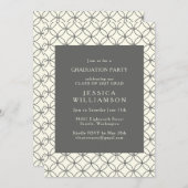 Invitation Fête de graduation géométrique moderne en noir bla (Devant / Derrière)