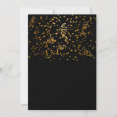 Invitation Fête de graduation Gold & Black Balloons & Confett (Dos)