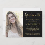 Invitation Fête de graduation Gold Black Photo (Devant)