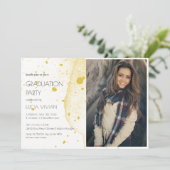 Invitation Fête de graduation Gold Photo Moderne (Debout devant)