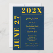 Invitation Fête de graduation jaune et bleu (Devant)