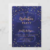 Invitation Fête de graduation marine bleu année or étoiles (Devant)