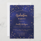 Invitation Fête de graduation marine bleu or étoiles luxe (Devant)