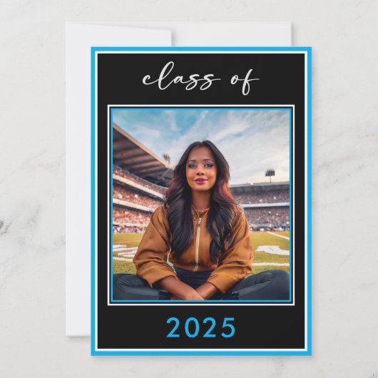 Invitation Fête de graduation minimale en bleu moderne (Dos)