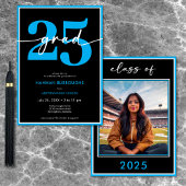 Invitation Fête de graduation minimale en bleu moderne