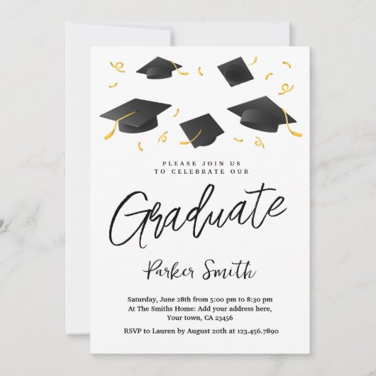 Invitation Fête de graduation moderne (Devant)