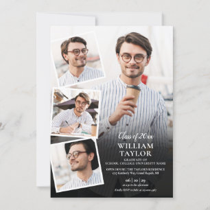 Invitation Fête de graduation moderne 5 Photo Collage