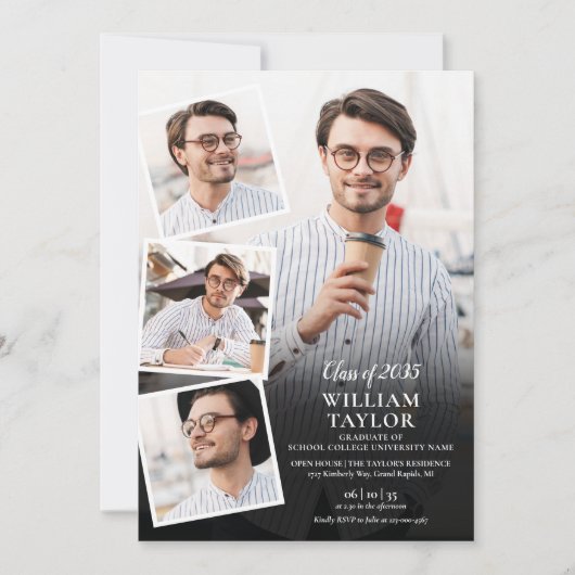 Invitation Fête de graduation moderne 5 Photo Collage Invitat (Devant)