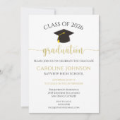 Invitation Fête de graduation moderne Black and Gold (Devant)